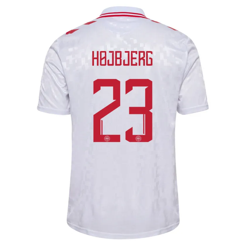 Danxen Børn Danmark Pierre-Emile Højbjerg #23 Hvid Udebane Spillertrøjer 24-26 Trøje T-Shirt