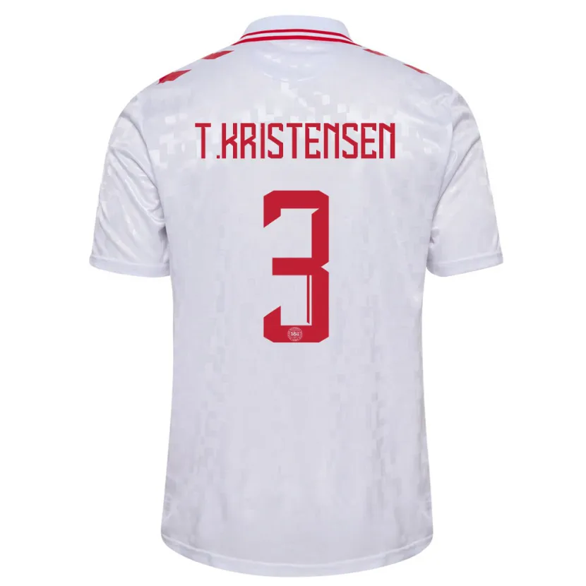 Danxen Børn Danmark Thomas Kristensen #3 Hvid Udebane Spillertrøjer 24-26 Trøje T-Shirt