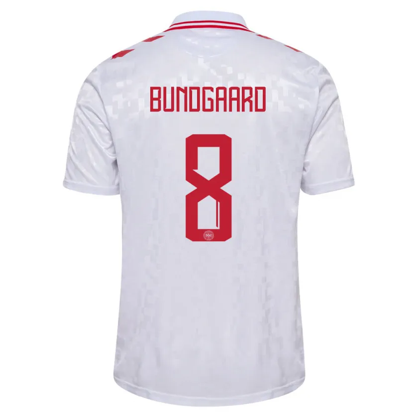 Danxen Børn Danmark Filip Bundgaard #8 Hvid Udebane Spillertrøjer 24-26 Trøje T-Shirt