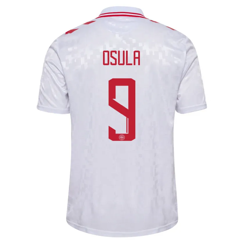 Danxen Børn Danmark William Osula #9 Hvid Udebane Spillertrøjer 24-26 Trøje T-Shirt