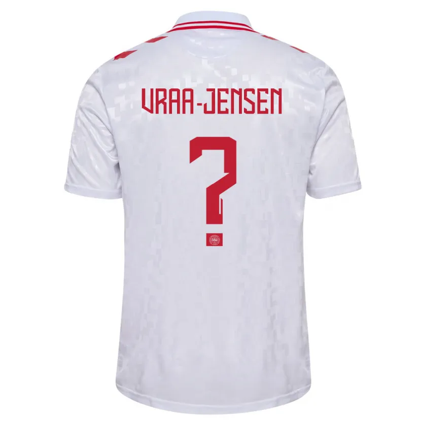 Danxen Børn Danmark Ludwig Vraa-Jensen #0 Hvid Udebane Spillertrøjer 24-26 Trøje T-Shirt