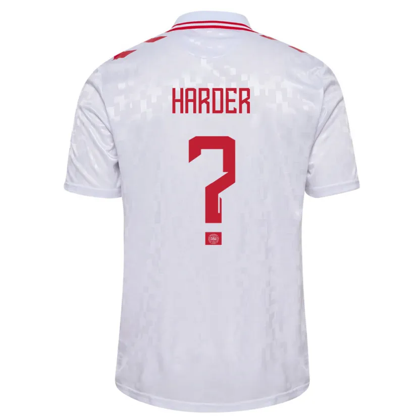 Danxen Børn Danmark Conrad Harder #0 Hvid Udebane Spillertrøjer 24-26 Trøje T-Shirt