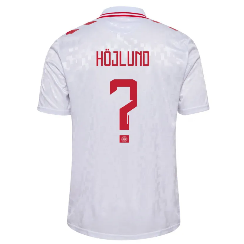 Danxen Børn Danmark Oscar Höjlund #0 Hvid Udebane Spillertrøjer 24-26 Trøje T-Shirt