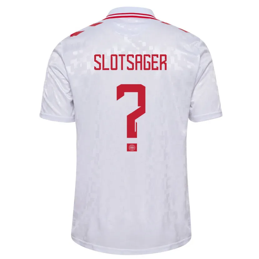 Danxen Børn Danmark Tobias Slotsager #0 Hvid Udebane Spillertrøjer 24-26 Trøje T-Shirt