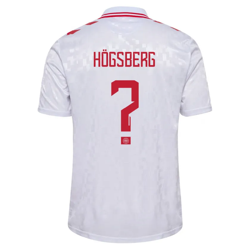 Danxen Børn Danmark Lucas Högsberg #0 Hvid Udebane Spillertrøjer 24-26 Trøje T-Shirt