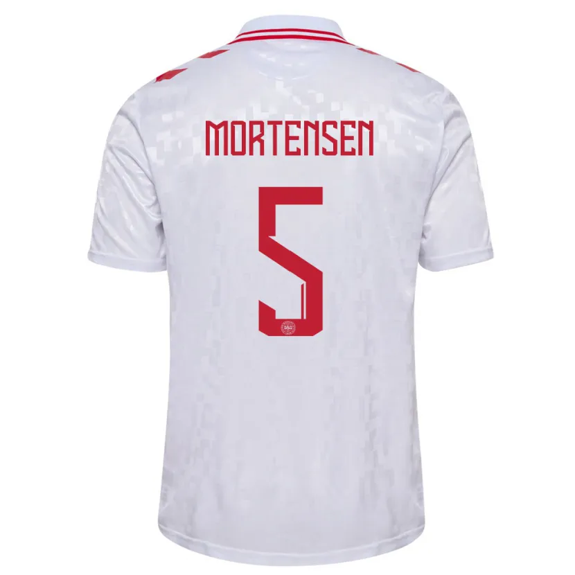 Danxen Børn Danmark Gustav Mortensen #5 Hvid Udebane Spillertrøjer 24-26 Trøje T-Shirt