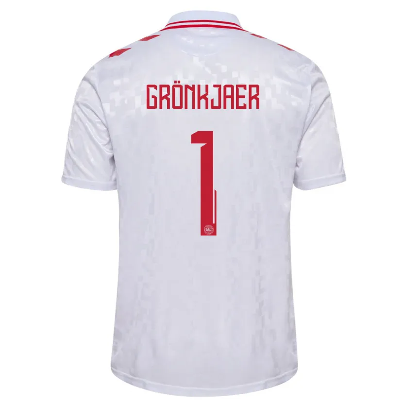 Danxen Børn Danmark Bertil Grönkjaer #1 Hvid Udebane Spillertrøjer 24-26 Trøje T-Shirt