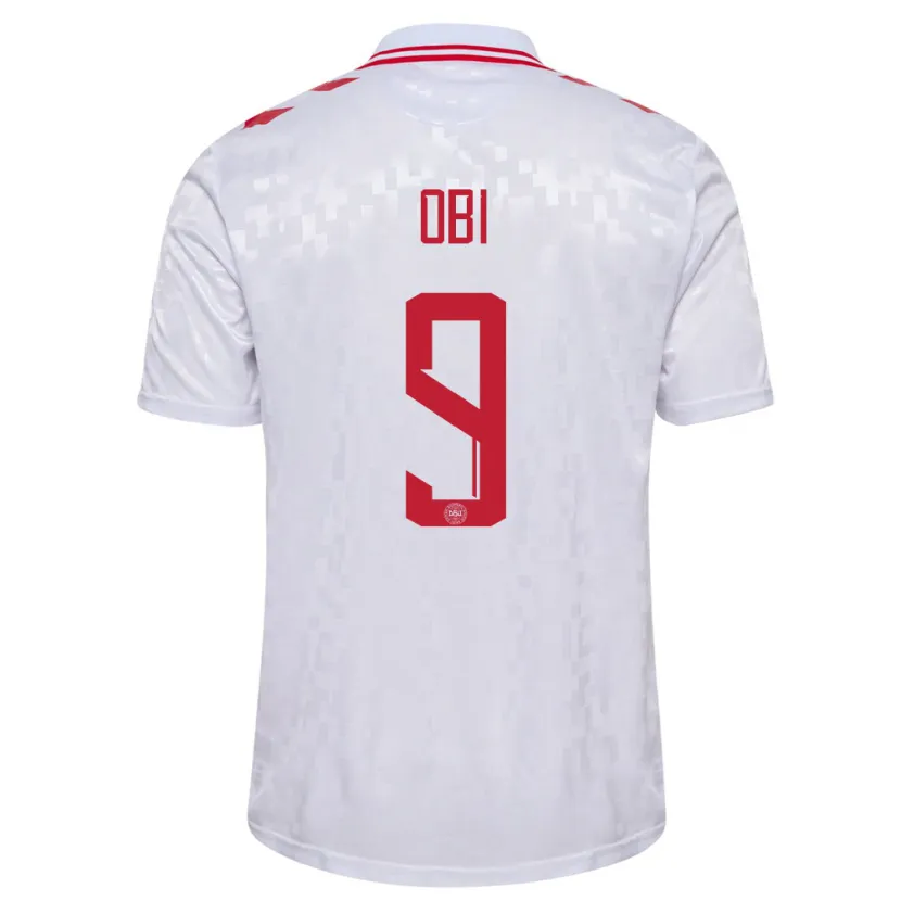 Danxen Børn Danmark Chido Obi #9 Hvid Udebane Spillertrøjer 24-26 Trøje T-Shirt