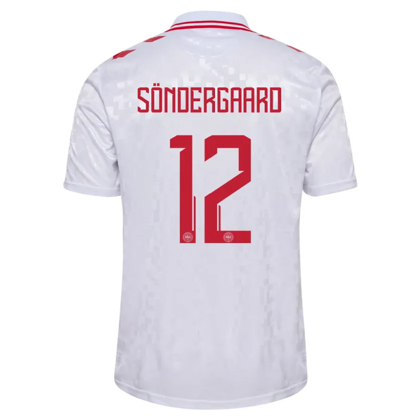 Danxen Børn Danmark Philip Söndergaard #12 Hvid Udebane Spillertrøjer 24-26 Trøje T-Shirt