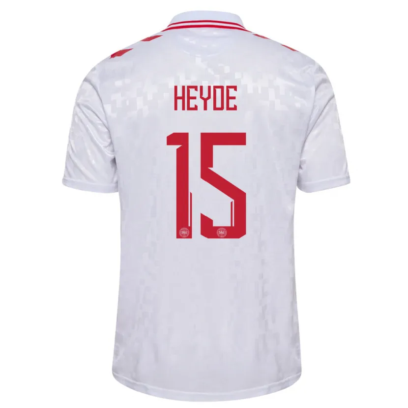 Danxen Børn Danmark Malte Heyde #15 Hvid Udebane Spillertrøjer 24-26 Trøje T-Shirt