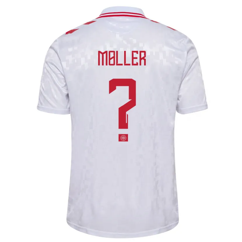 Danxen Børn Danmark William Møller #0 Hvid Udebane Spillertrøjer 24-26 Trøje T-Shirt