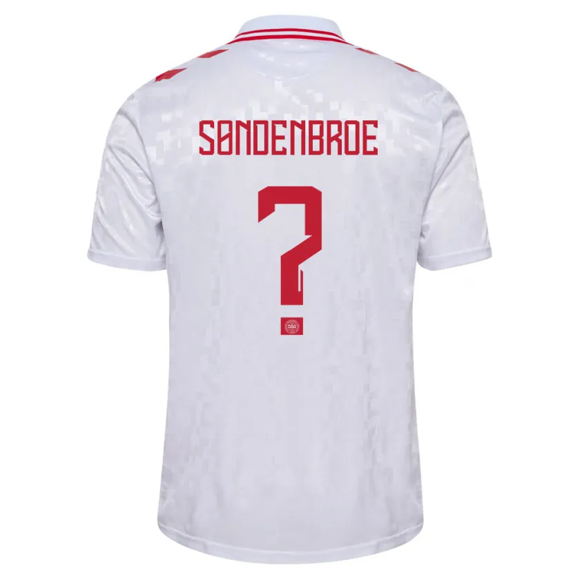 Danxen Børn Danmark Andreas Søndenbroe #0 Hvid Udebane Spillertrøjer 24-26 Trøje T-Shirt