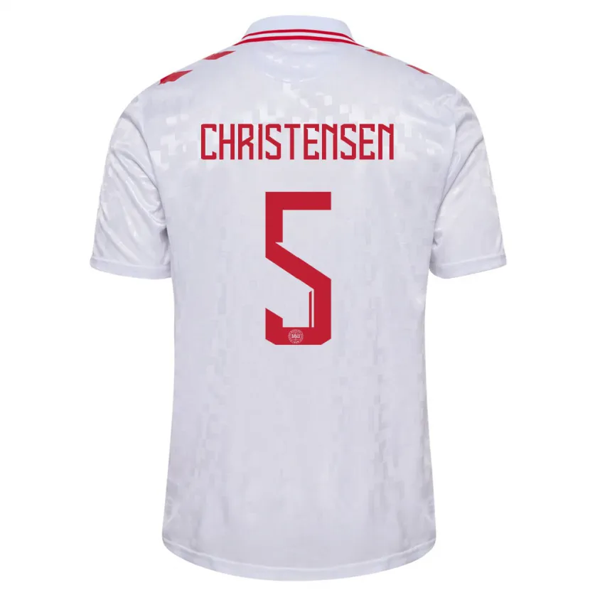 Danxen Børn Danmark Aske Christensen #5 Hvid Udebane Spillertrøjer 24-26 Trøje T-Shirt