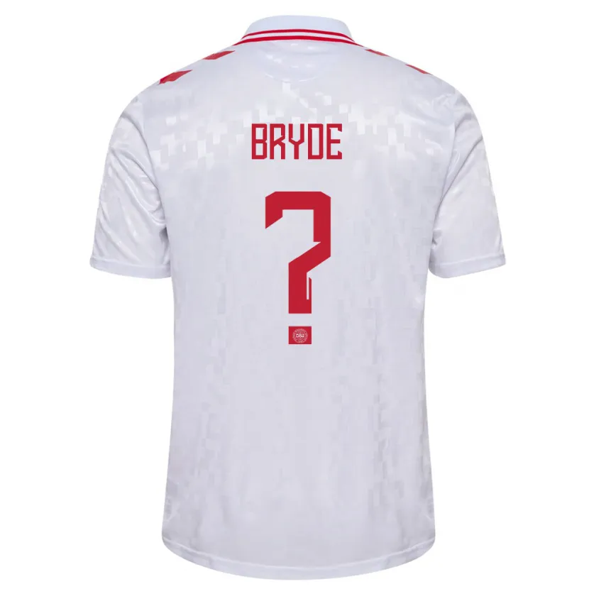 Danxen Børn Danmark Lucas Bryde #0 Hvid Udebane Spillertrøjer 24-26 Trøje T-Shirt