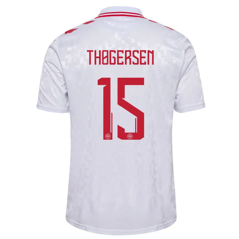 Danxen Børn Danmark Frederikke Thøgersen #15 Hvid Udebane Spillertrøjer 24-26 Trøje T-Shirt