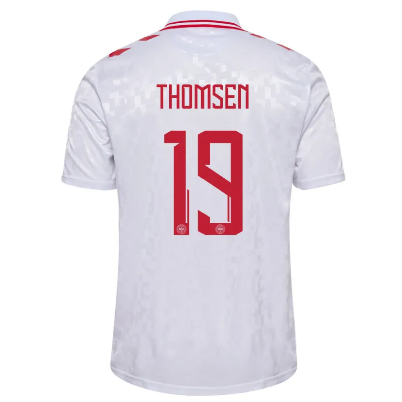 Danxen Børn Danmark Janni Thomsen #19 Hvid Udebane Spillertrøjer 24-26 Trøje T-Shirt