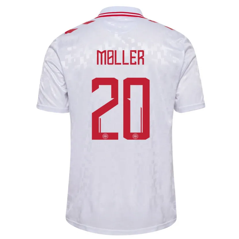 Danxen Børn Danmark Caroline Møller #20 Hvid Udebane Spillertrøjer 24-26 Trøje T-Shirt