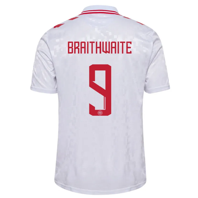 Danxen Børn Danmark Martin Braithwaite #9 Hvid Udebane Spillertrøjer 24-26 Trøje T-Shirt