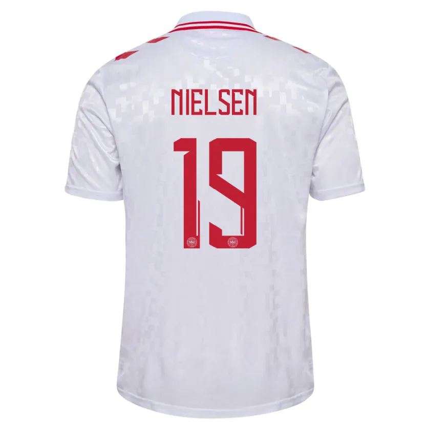 Danxen Børn Danmark Casper Nielsen #19 Hvid Udebane Spillertrøjer 24-26 Trøje T-Shirt