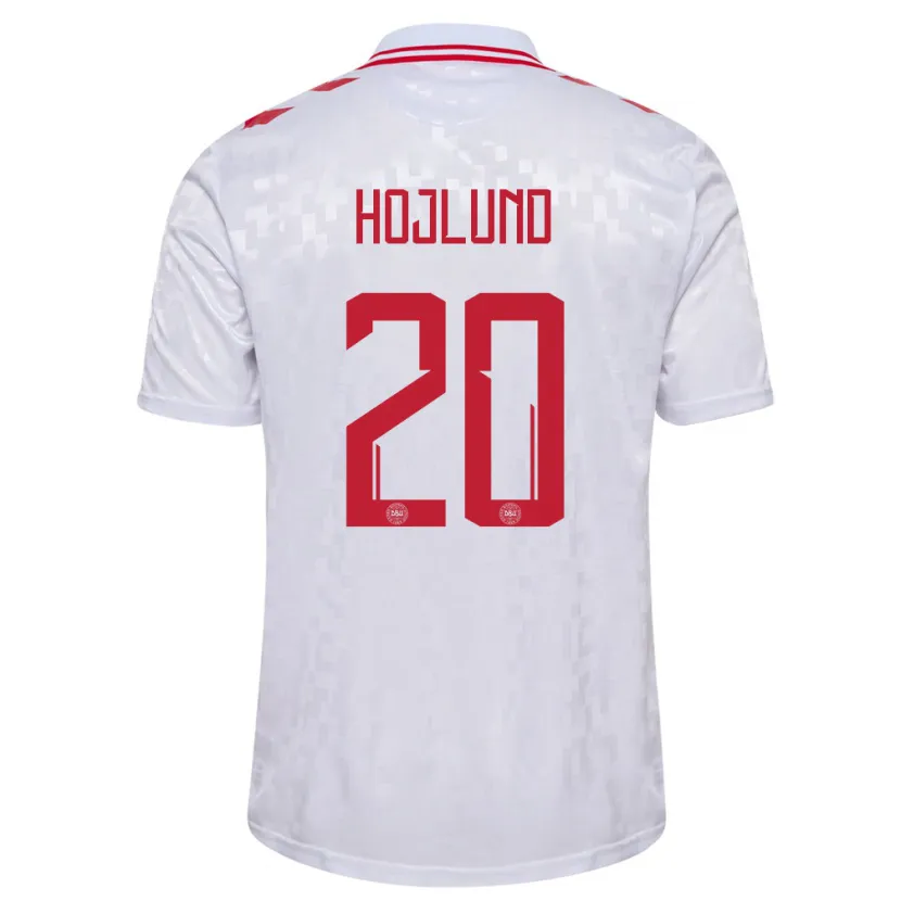 Danxen Børn Danmark Rasmus Hojlund #20 Hvid Udebane Spillertrøjer 24-26 Trøje T-Shirt