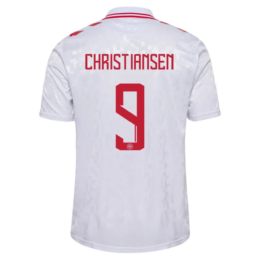 Danxen Børn Danmark Nanna Christiansen #9 Hvid Udebane Spillertrøjer 24-26 Trøje T-Shirt