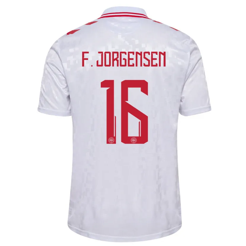 Danxen Børn Danmark Filip Jorgensen #16 Hvid Udebane Spillertrøjer 24-26 Trøje T-Shirt