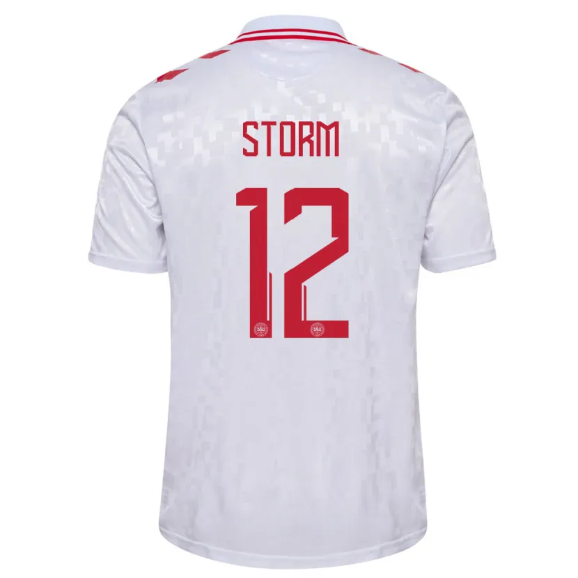 Danxen Børn Danmark Tobias Storm #12 Hvid Udebane Spillertrøjer 24-26 Trøje T-Shirt