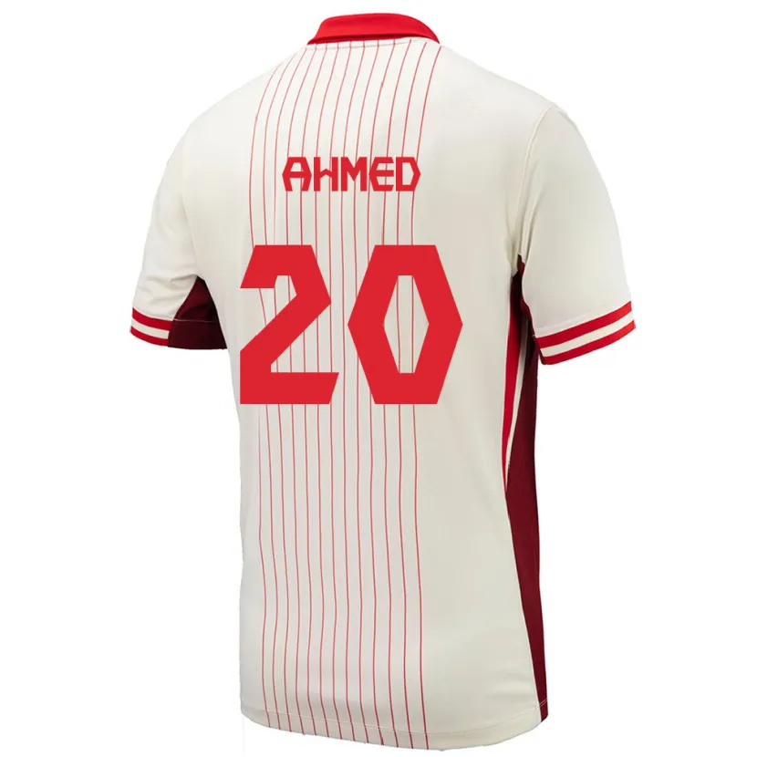 Danxen Børn Canada Ali Ahmed #20 Hvid Udebane Spillertrøjer 24-26 Trøje T-Shirt