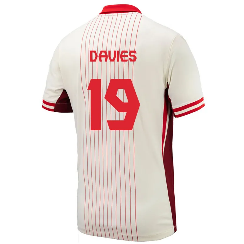 Danxen Børn Canada Alphonso Davies #19 Hvid Udebane Spillertrøjer 24-26 Trøje T-Shirt