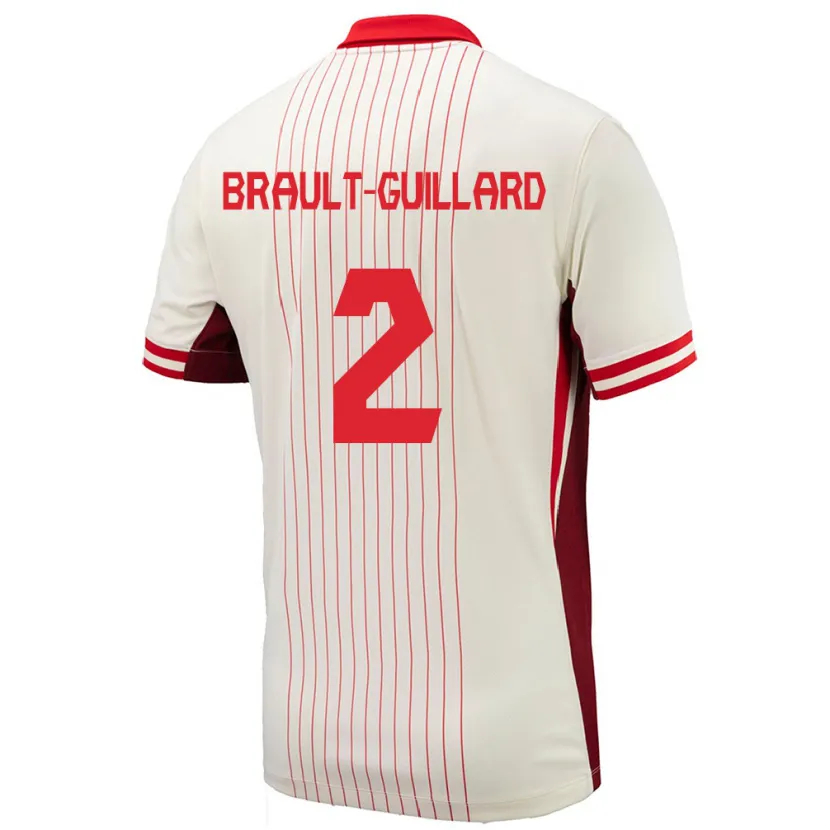 Danxen Børn Canada Zachary Brault-Guillard #2 Hvid Udebane Spillertrøjer 24-26 Trøje T-Shirt