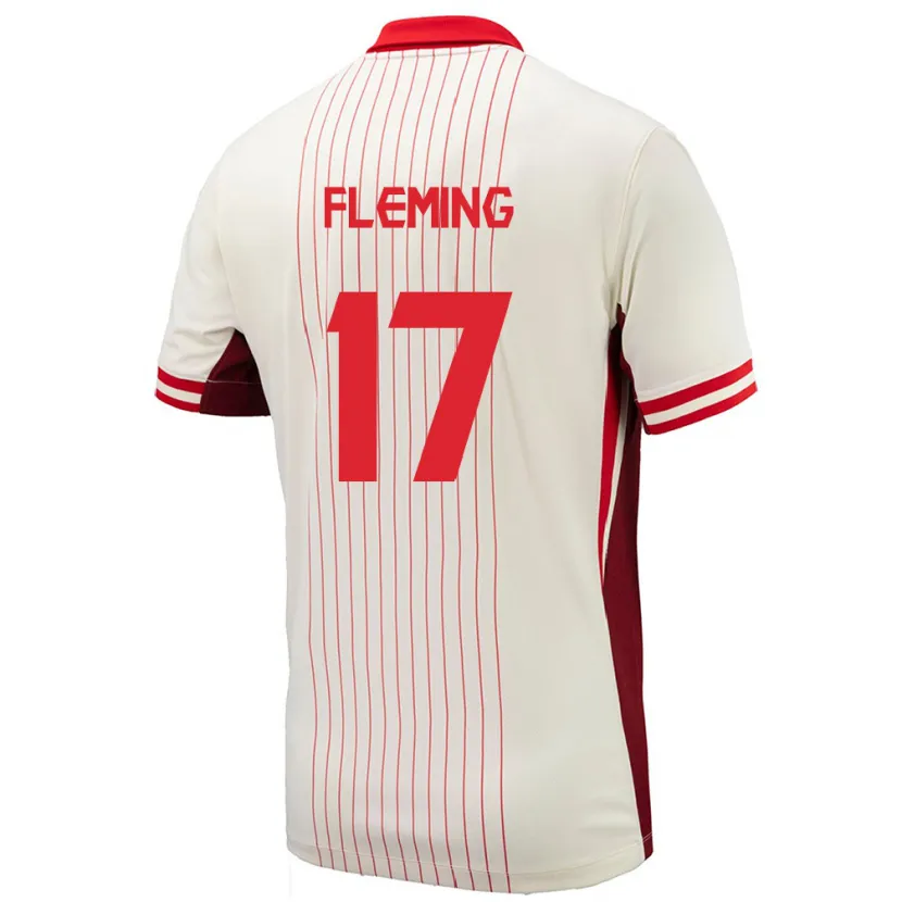 Danxen Børn Canada Jessie Fleming #17 Hvid Udebane Spillertrøjer 24-26 Trøje T-Shirt