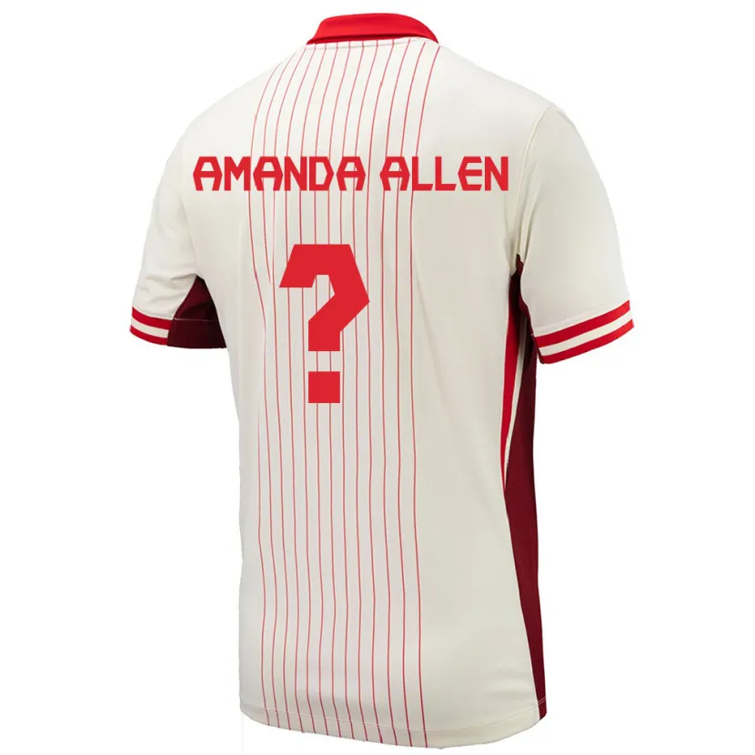 Danxen Børn Canada Amanda Allen #0 Hvid Udebane Spillertrøjer 24-26 Trøje T-Shirt