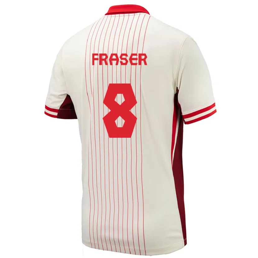 Danxen Børn Canada Liam Fraser #8 Hvid Udebane Spillertrøjer 24-26 Trøje T-Shirt