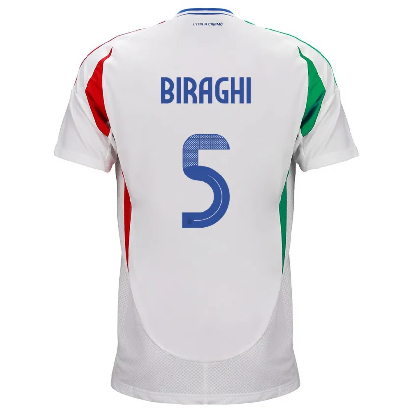 Danxen Børn Italien Cristiano Biraghi #5 Hvid Udebane Spillertrøjer 24-26 Trøje T-Shirt