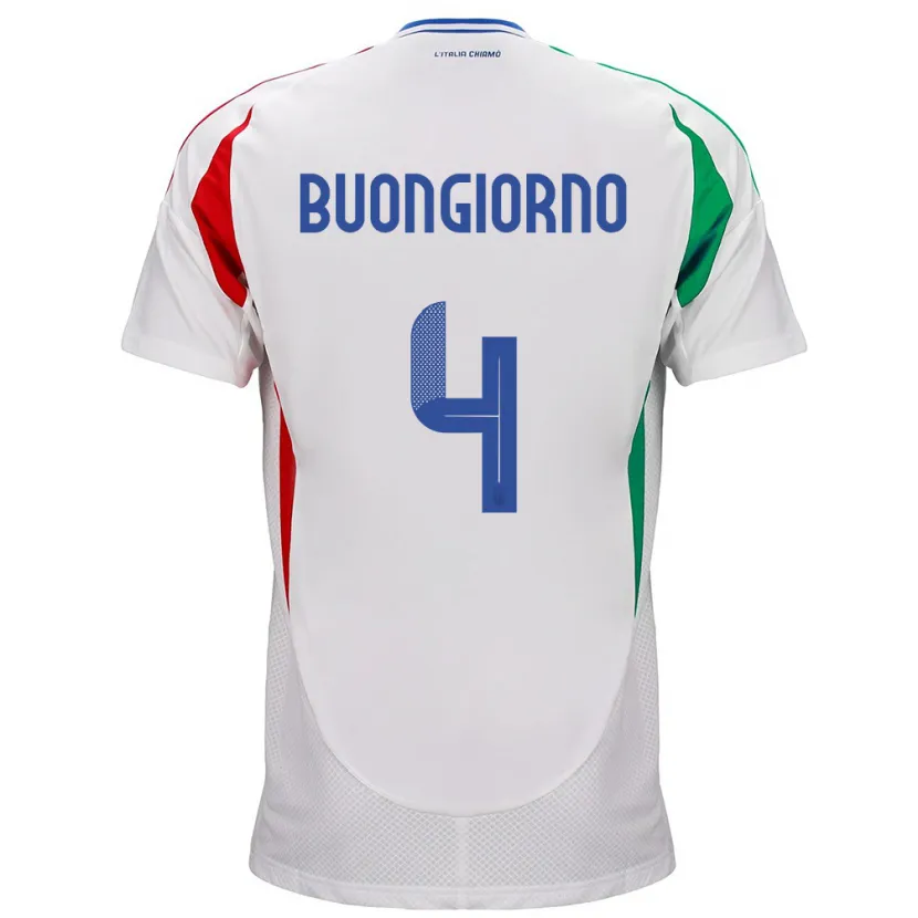 Danxen Børn Italien Alessandro Buongiorno #4 Hvid Udebane Spillertrøjer 24-26 Trøje T-Shirt