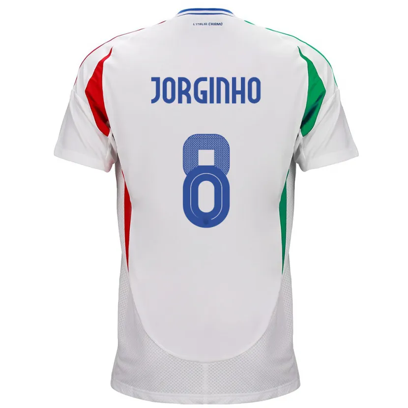 Danxen Børn Italien Jorginho #8 Hvid Udebane Spillertrøjer 24-26 Trøje T-Shirt