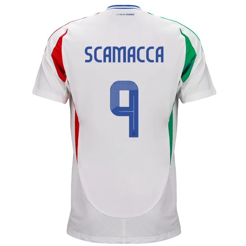 Danxen Børn Italien Gianluca Scamacca #9 Hvid Udebane Spillertrøjer 24-26 Trøje T-Shirt