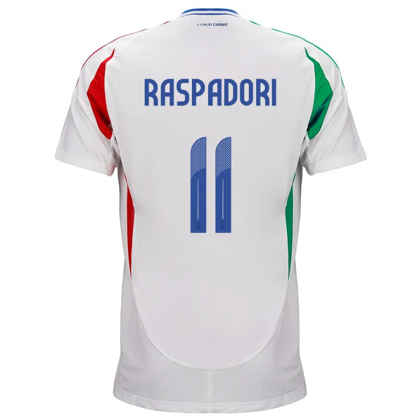 Danxen Børn Italien Giacomo Raspadori #11 Hvid Udebane Spillertrøjer 24-26 Trøje T-Shirt