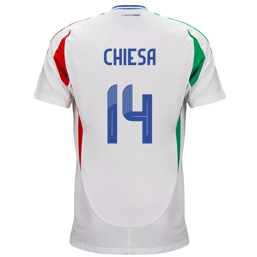 Danxen Børn Italien Federico Chiesa #14 Hvid Udebane Spillertrøjer 24-26 Trøje T-Shirt