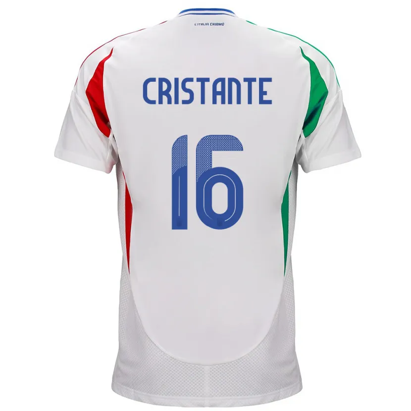 Danxen Børn Italien Bryan Cristante #16 Hvid Udebane Spillertrøjer 24-26 Trøje T-Shirt