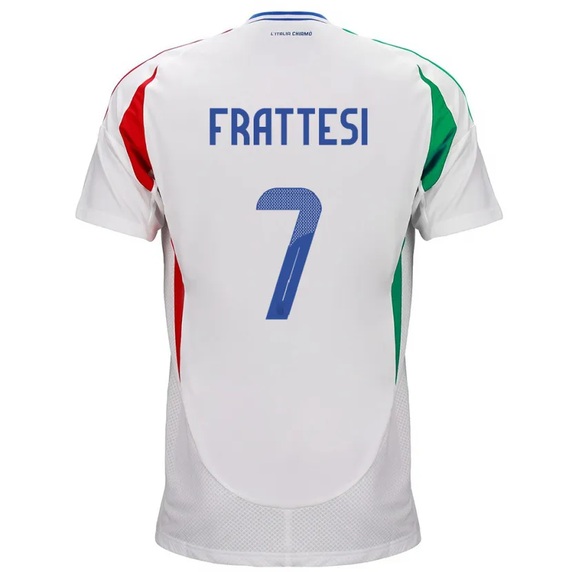 Danxen Børn Italien Davide Frattesi #7 Hvid Udebane Spillertrøjer 24-26 Trøje T-Shirt