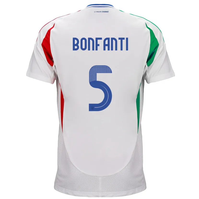 Danxen Børn Italien Giovanni Bonfanti #5 Hvid Udebane Spillertrøjer 24-26 Trøje T-Shirt