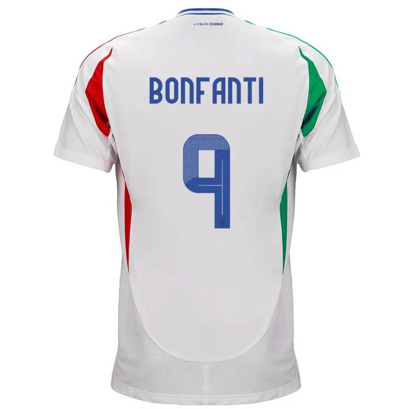 Danxen Børn Italien Nicholas Bonfanti #9 Hvid Udebane Spillertrøjer 24-26 Trøje T-Shirt