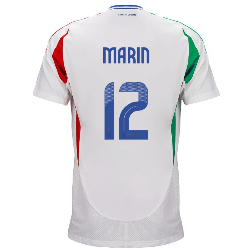 Danxen Børn Italien Renato Marin #12 Hvid Udebane Spillertrøjer 24-26 Trøje T-Shirt