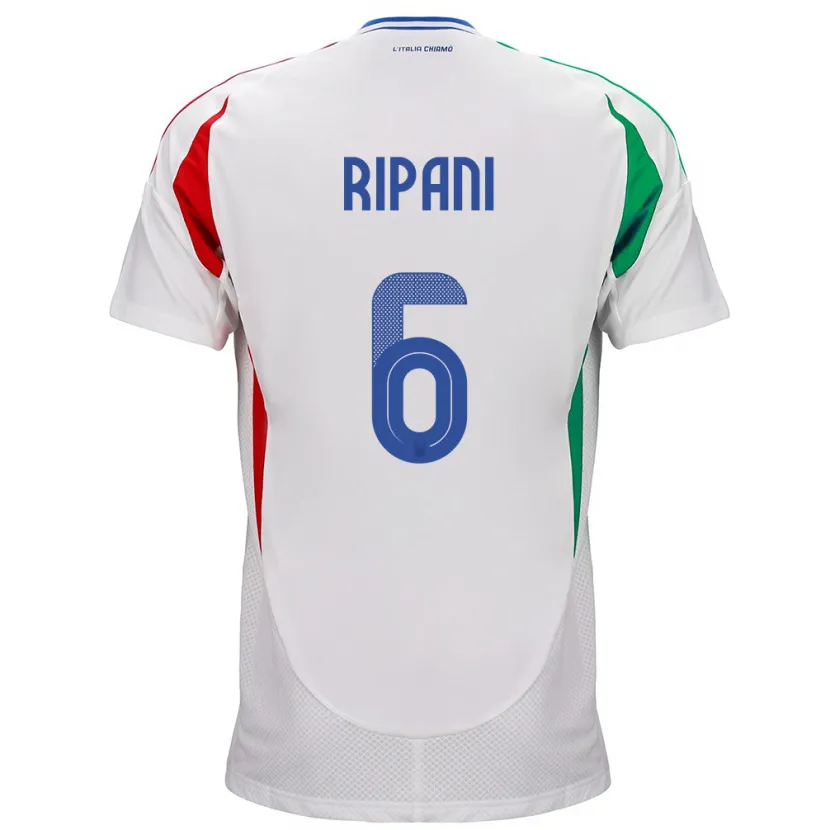 Danxen Børn Italien Diego Ripani #6 Hvid Udebane Spillertrøjer 24-26 Trøje T-Shirt