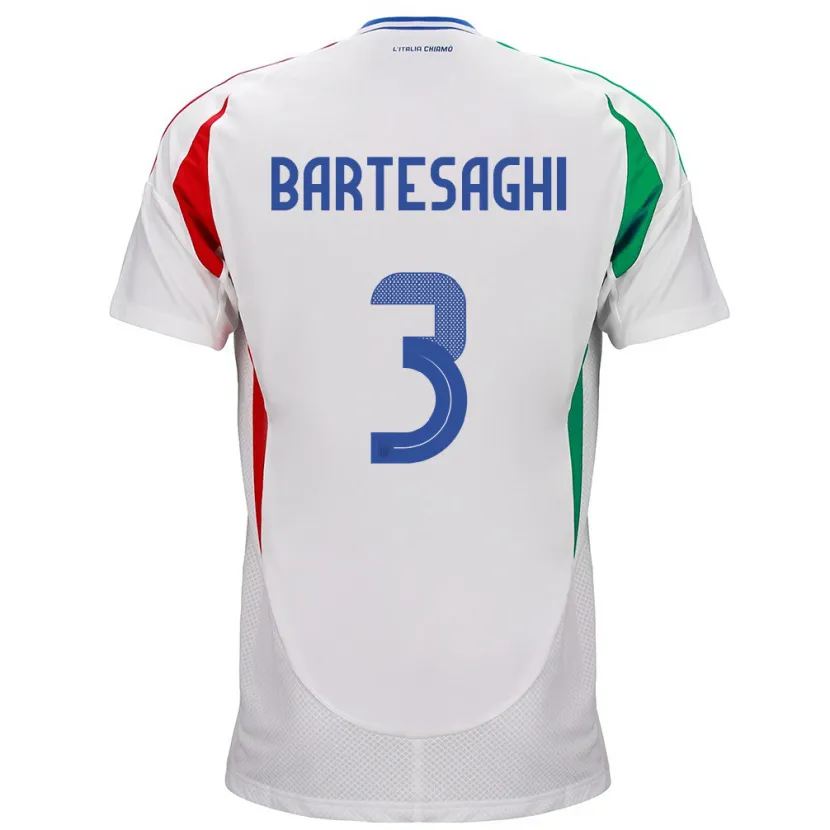 Danxen Børn Italien Davide Bartesaghi #3 Hvid Udebane Spillertrøjer 24-26 Trøje T-Shirt