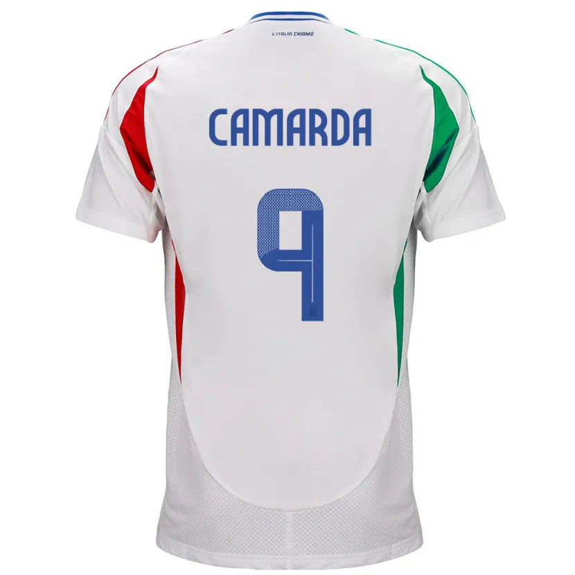 Danxen Børn Italien Francesco Camarda #9 Hvid Udebane Spillertrøjer 24-26 Trøje T-Shirt