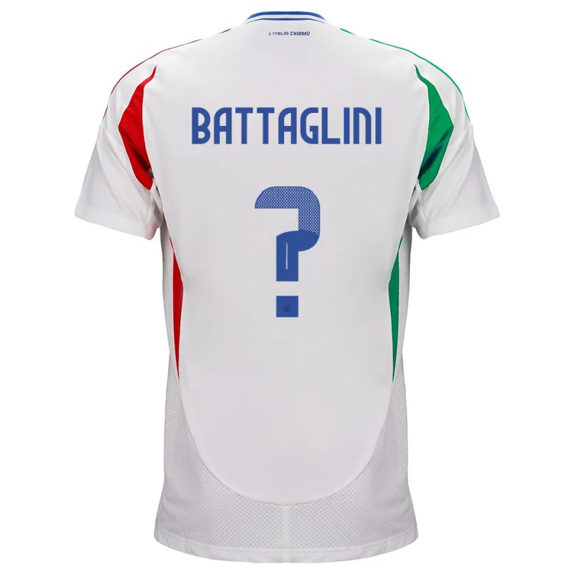 Danxen Børn Italien Pietro Battaglini #0 Hvid Udebane Spillertrøjer 24-26 Trøje T-Shirt