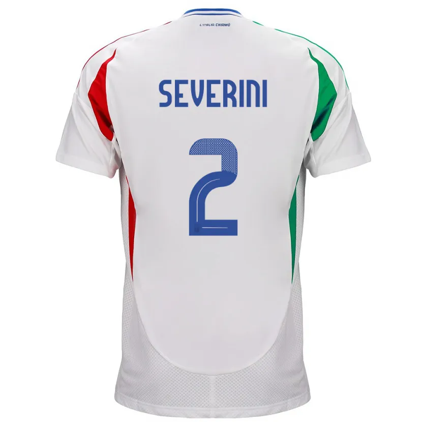 Danxen Børn Italien Emma Severini #2 Hvid Udebane Spillertrøjer 24-26 Trøje T-Shirt