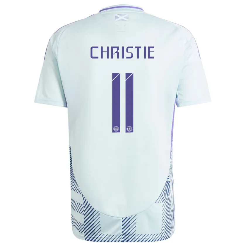 Danxen Børn Skotland Ryan Christie #11 Lys Mynteblå Udebane Spillertrøjer 24-26 Trøje T-Shirt